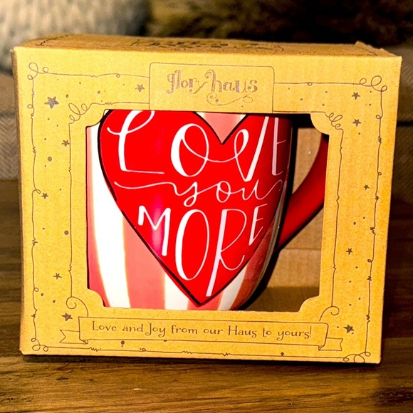 NWT Glory Haus Red/White Heart Lg Coffee/Tea Mug Cup ‘LOVE YOU MORE’ Kalyn Dunks - Picture 3 of 16